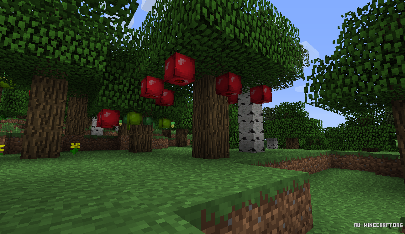 майнкрафт мод яблоки на деревьях #7