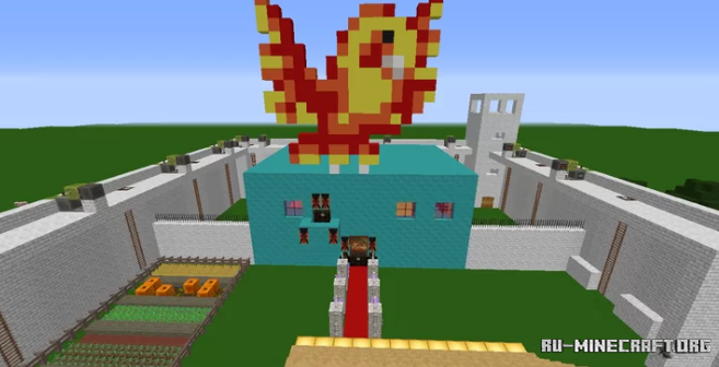 Ночной вид Phoenix Castle с подсветкой факелов и лунным светом