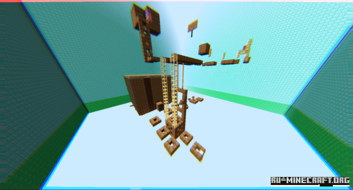 Трасса Noteblock Parkour с разноцветными блоками и препятствиями