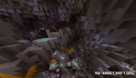 Игрок проходит паркур на карте Colossal Climb в Minecraft, прыгая по платформам