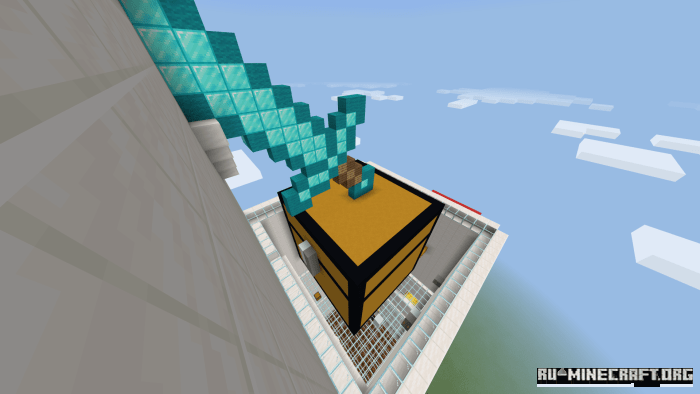Игрок преодолевает паркур-препятствие в The Triangle Minecraft карте