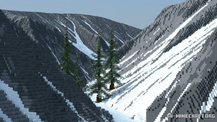 Зимний домик в Minecraft с камином и снегом на крыше