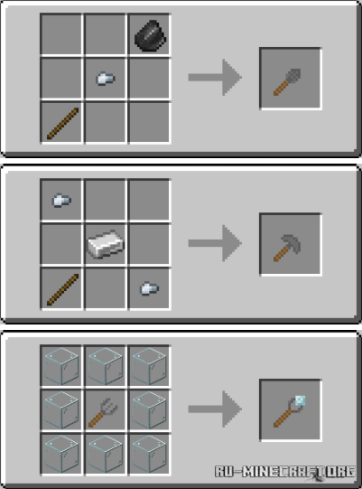 Сравнение стандартных и улучшенных инструментов в Minecraft