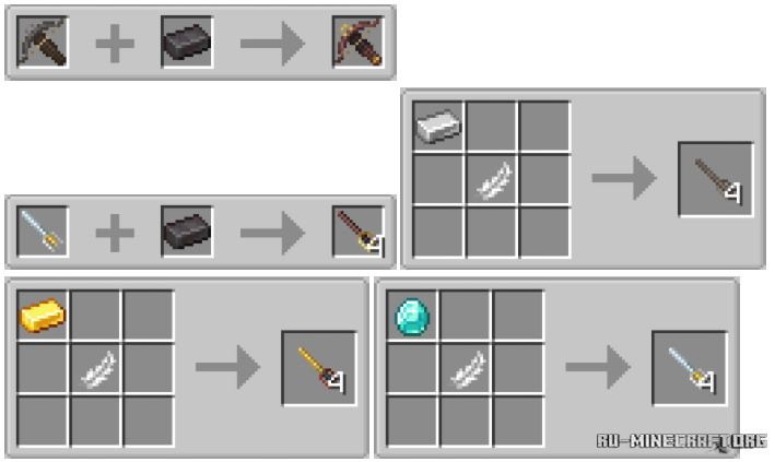 Сравнение стандартного и модифицированного арбалета в Minecraft