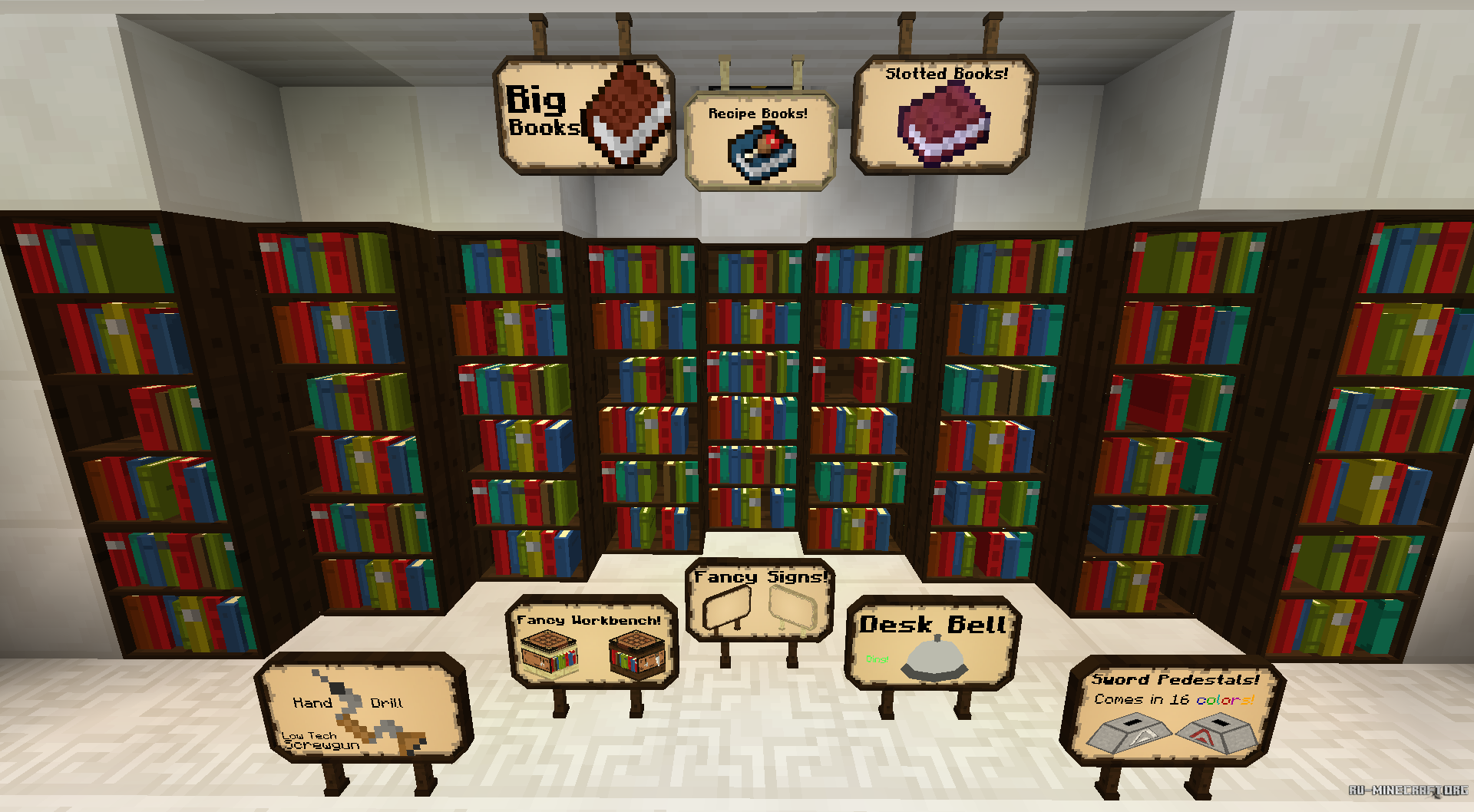 Книжные полки майнкрафт. Мод на майнкрафт Библио крафт. BIBLIOCRAFT 1.12.2. Библио крафт 1.12.2. Книжный шкаф майнкрафт крафт.