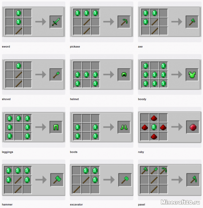 Мод Easy Emerald Tools & More 1.18.2/1.17.1 (Новые инструменты, оружие)