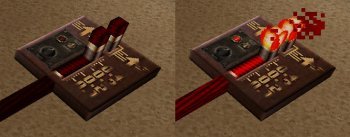 Игровой скриншот Minecraft с текстур-паком Battered Old Stuff, демонстрирующий стилизованный интерьер