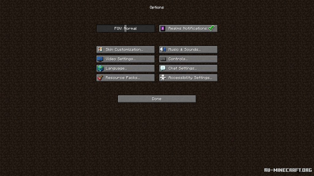 Пример изменённого интерфейса инвентаря в Minecraft