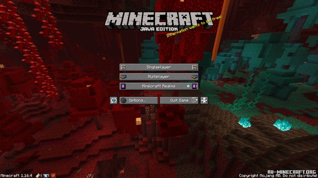 Скриншот главного меню Minecraft с новыми иконками