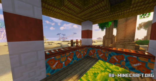 Горный биом в Minecraft с высокими скалами и снежными вершинами