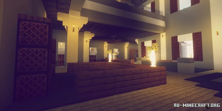 Ночной пейзаж в Minecraft с подсвеченным домом и луной