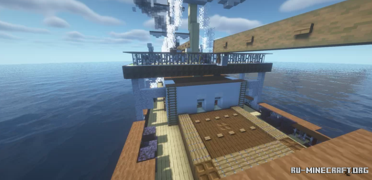 Горный пейзаж в Minecraft с водопадом и пещерой