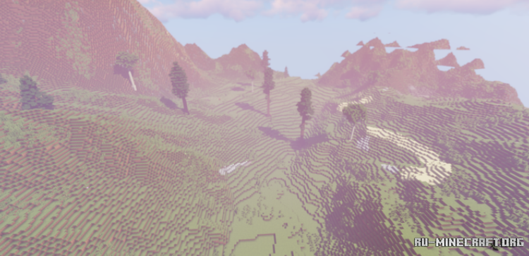Фантастический пейзаж Minecraft с необычными блоками и атмосферным освещением
