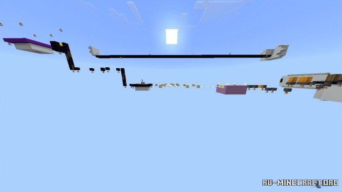 Паркур трасса в Minecraft с перепрыгиванием через пропасти