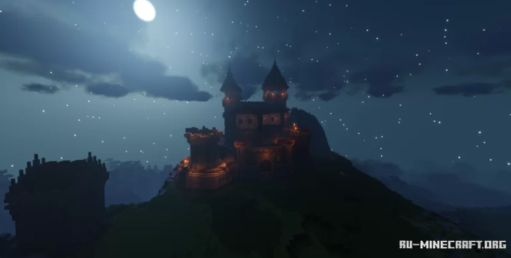 Интерьер дома в Minecraft с верстаком, сундуками и факелами