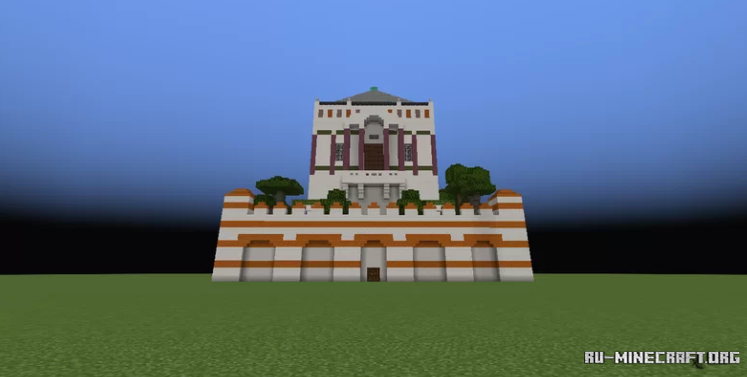 Интерьер дворца в Minecraft с красивыми витражами и коврами
