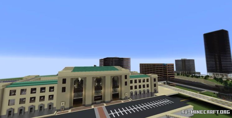 Интерьер дома в Minecraft с камином и мебелью