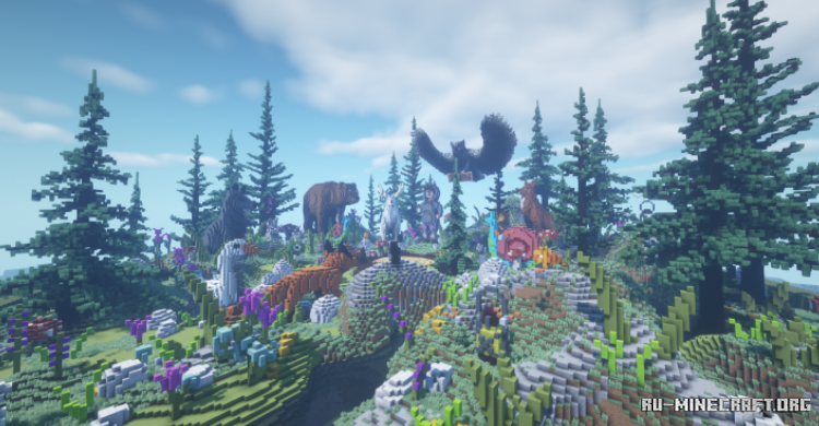 Деревянный дом в лесу Minecraft с красивым окружением