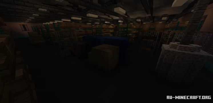 Ночной пейзаж в Minecraft с факелами и мобами