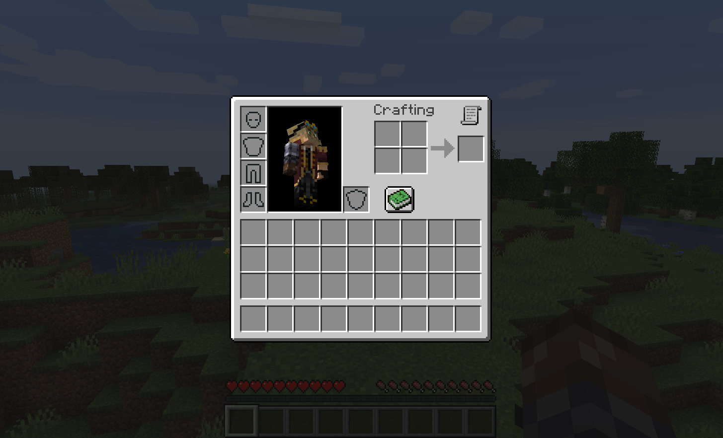 Интерфейс крафта в Minecraft с верстаком и рецептами