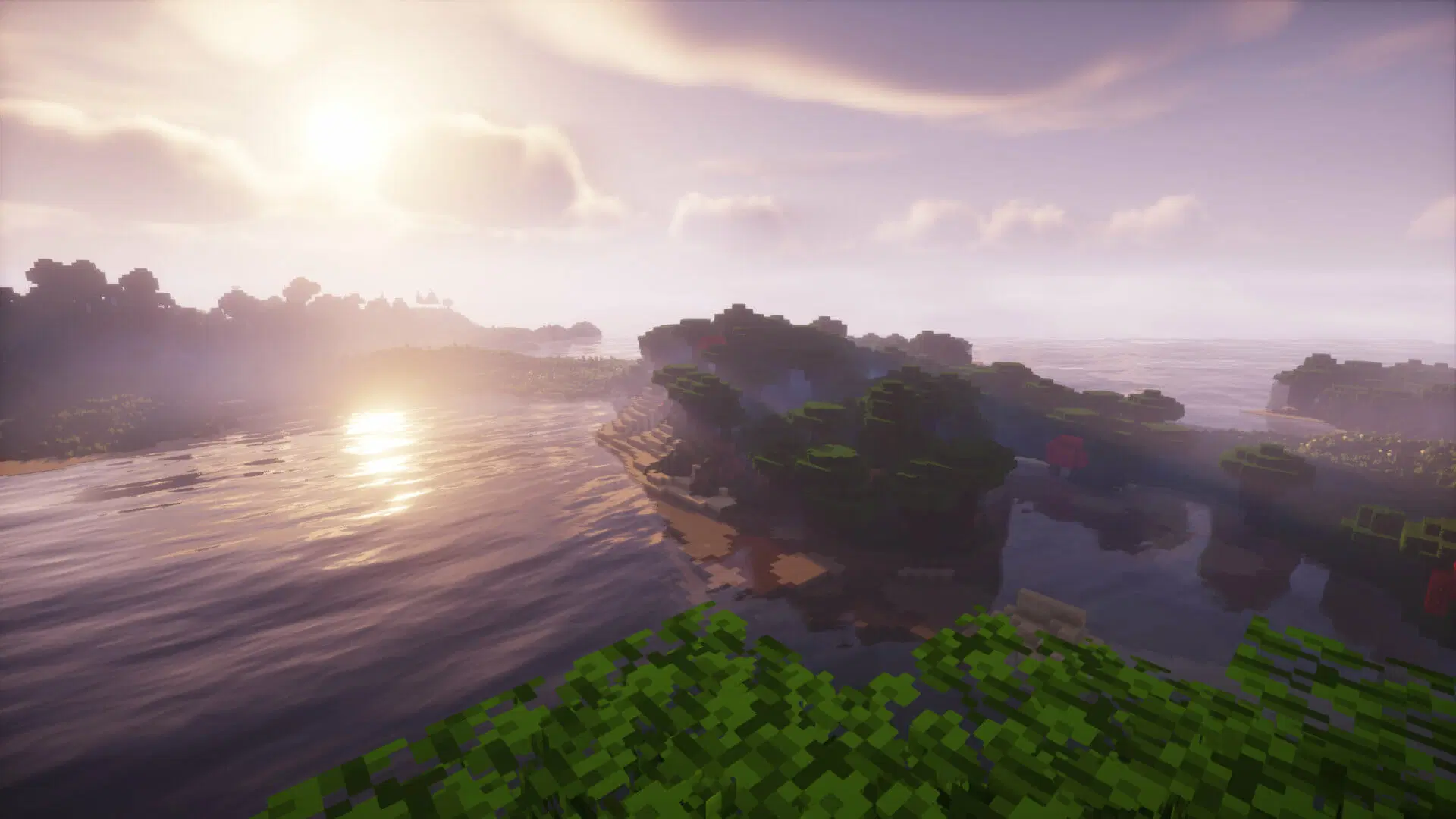 Горный биом в Minecraft с заснеженными вершинами и пещерами