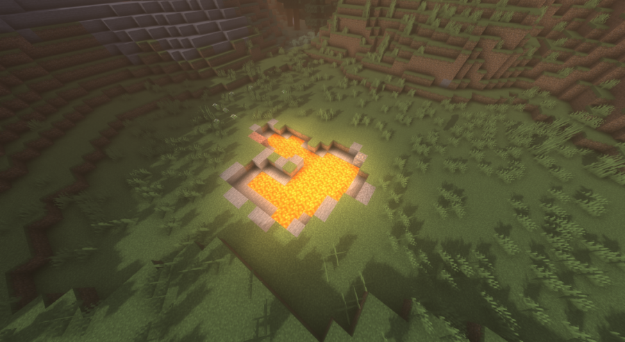 Подземелье в Minecraft с сундуками, спаунерами мобов и факелами