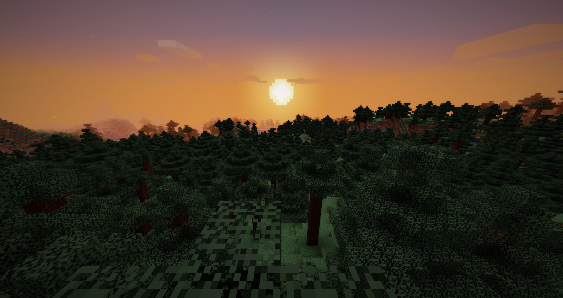 Красивое ночное небо в Minecraft с шейдерами