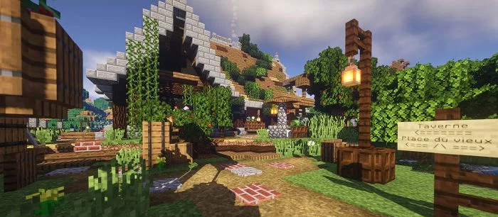 Ночной пейзаж в Minecraft с шейдерами Beyond Belief и динамическим освещением
