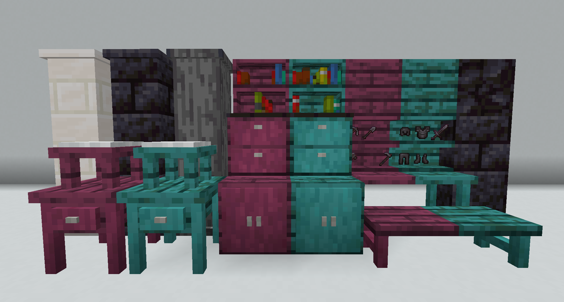 Группа игроков строит город в мультиплеере Minecraft