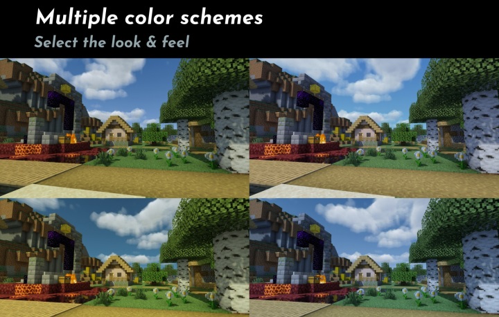 Разнообразные биомы Minecraft: лес, пустыня и горы на одном скриншоте