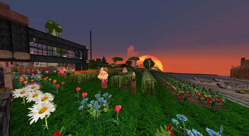 Готический замок из камня и дерева в Minecraft с детализированными башнями