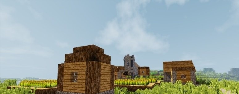 Город в Minecraft с шейдерами Werrus, реалистичное освещение зданий