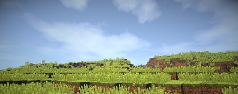 Ночной пейзаж Minecraft с шейдерами Werrus, лунный свет и динамические тени