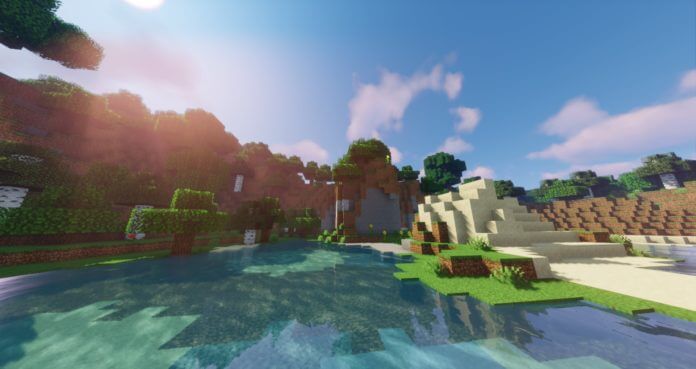 Город в Minecraft с высокими зданиями, мостами и реалистичной графикой
