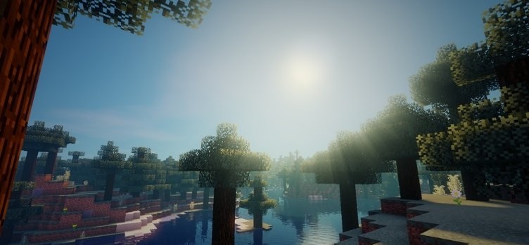 Красивый горный биом в Minecraft с шейдерами Ziipzaap’s