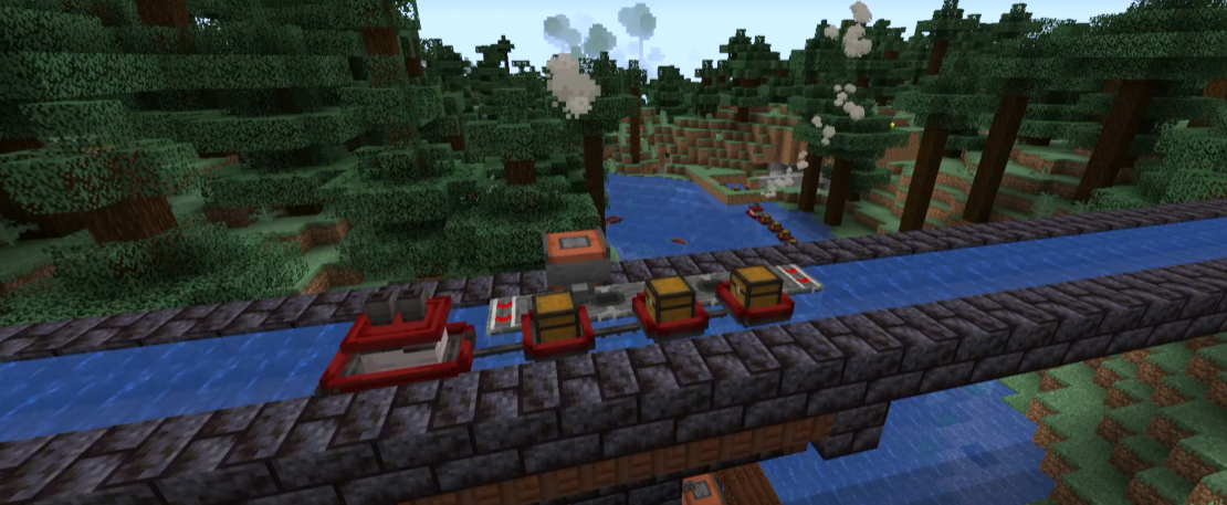 Интерфейс настройки маршрутов для буксиров в Minecraft