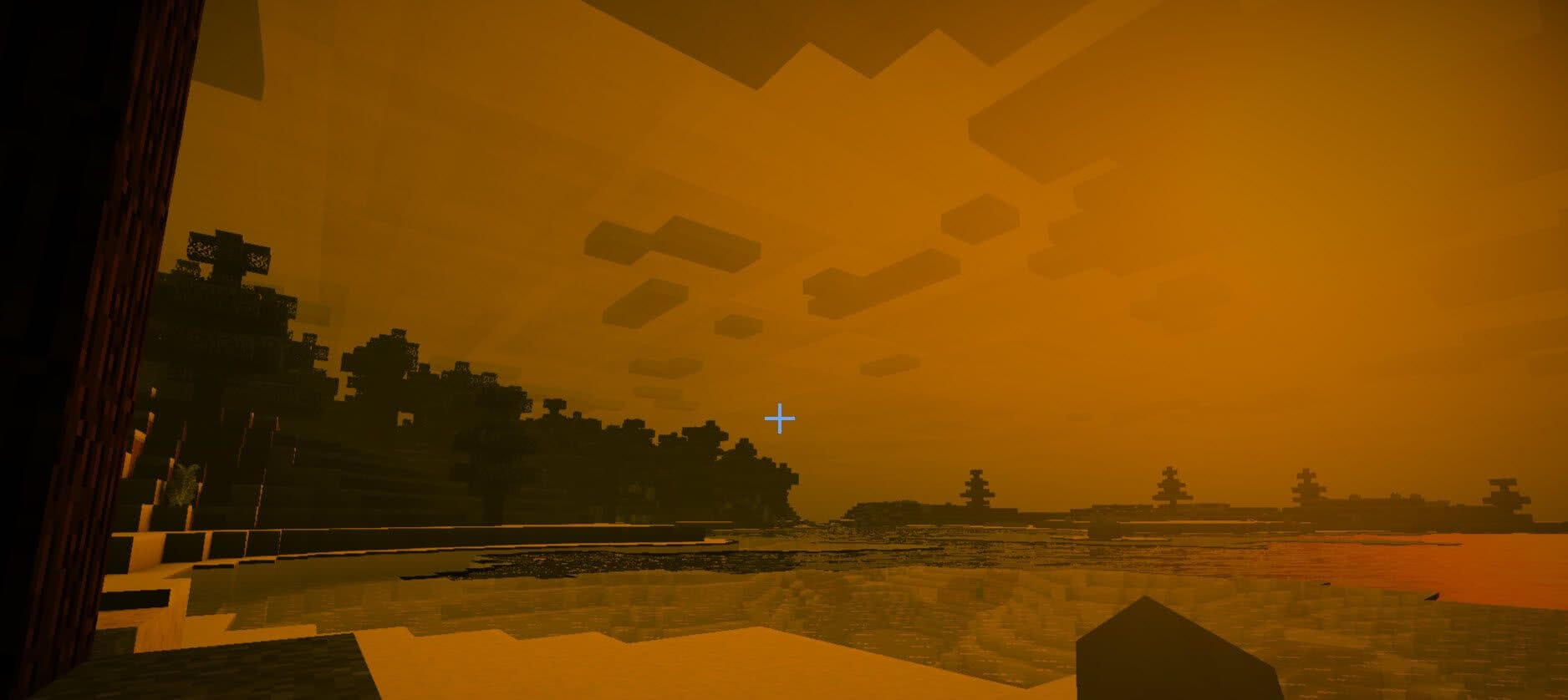 Темный и атмосферный лес в Minecraft с шейдером Ronin Knox Apocalypse