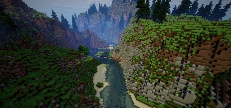 Minecraft с шейдерами Chocapic13: красивые пейзажи и вода