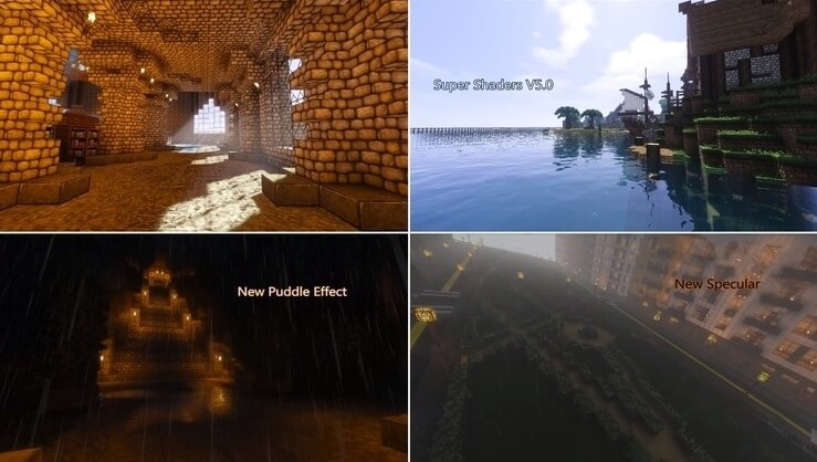 Красивый пейзаж в Minecraft с улучшенной графикой благодаря шейдерам