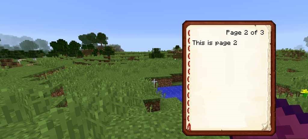 Интерфейс Book Display в Minecraft с открытой книгой и инвентарём