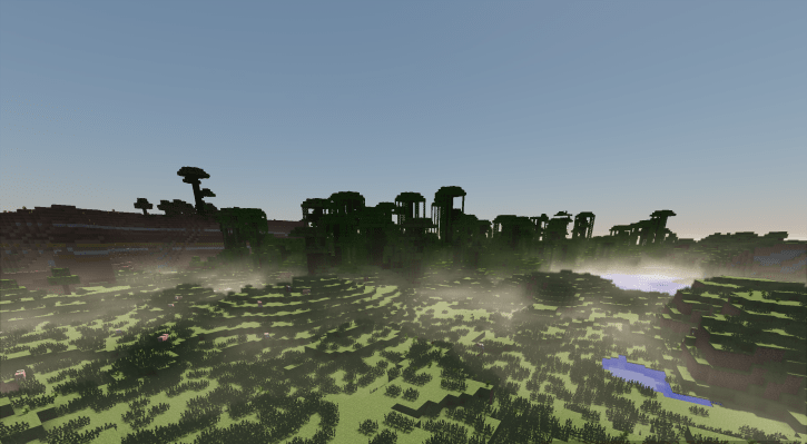 Горный ландшафт с улучшенной графикой в Minecraft