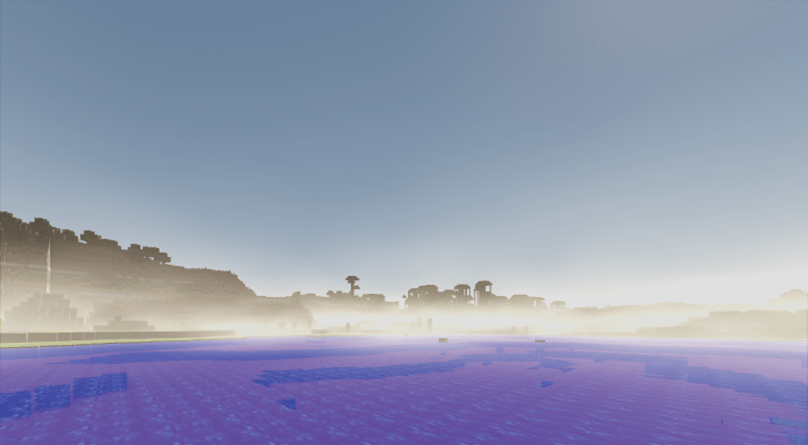 Закат в Minecraft с атмосферными шейдерами