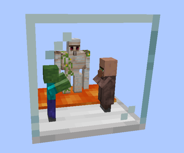 Готовый торговый зал с жителями, созданный с помощью мода SimpleVillagers
