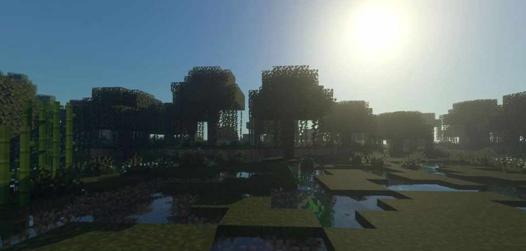 Реалистичная вода и отражения в Minecraft с шейдером Voyager