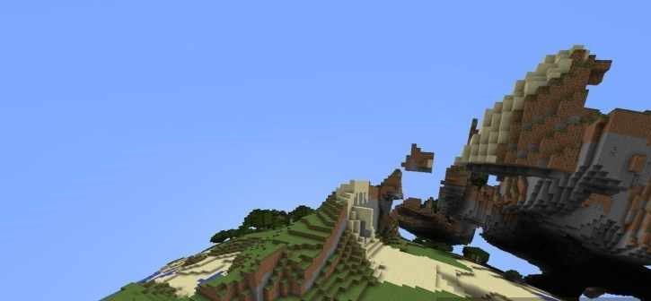 Красивый закат в Minecraft с модом на закруглённый мир