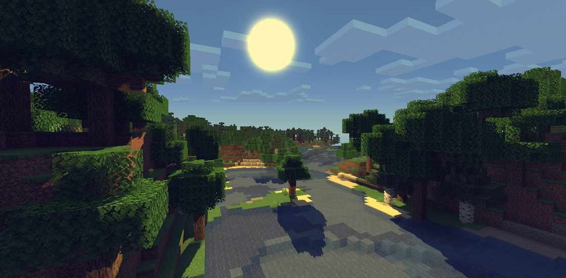Город в Minecraft с улучшенной графикой, динамические тени