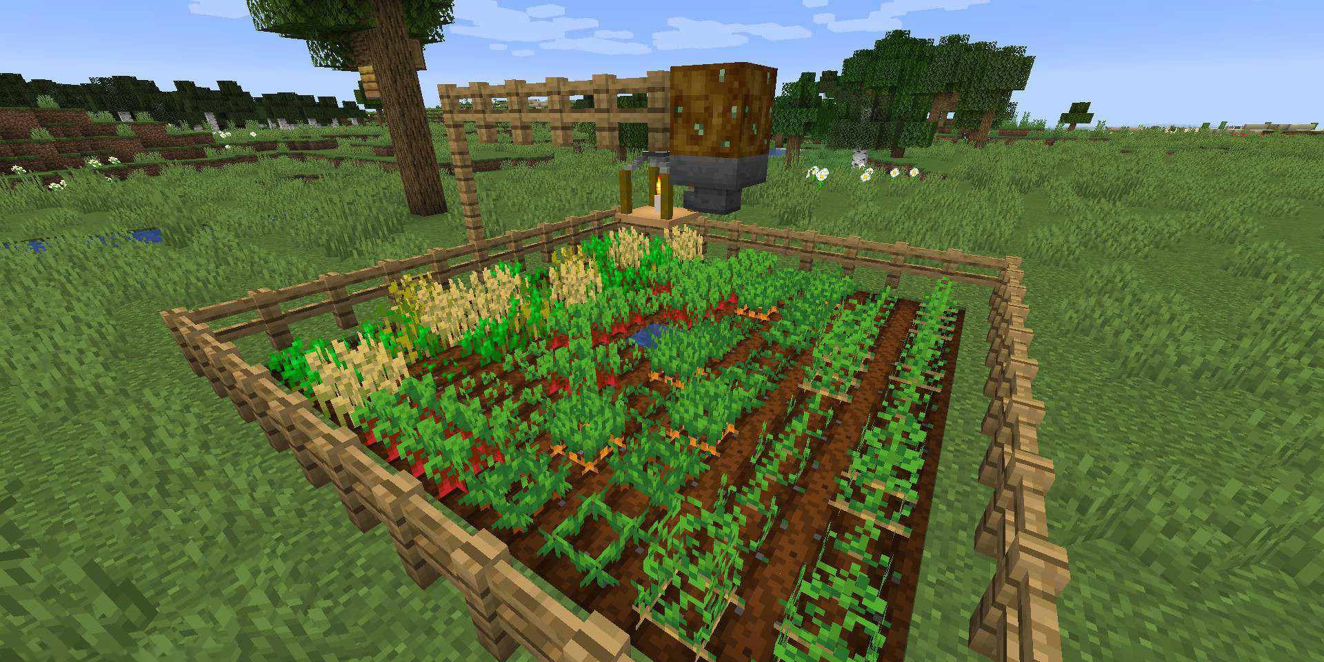 Духи Harvest Sprites работают на ферме в Minecraft