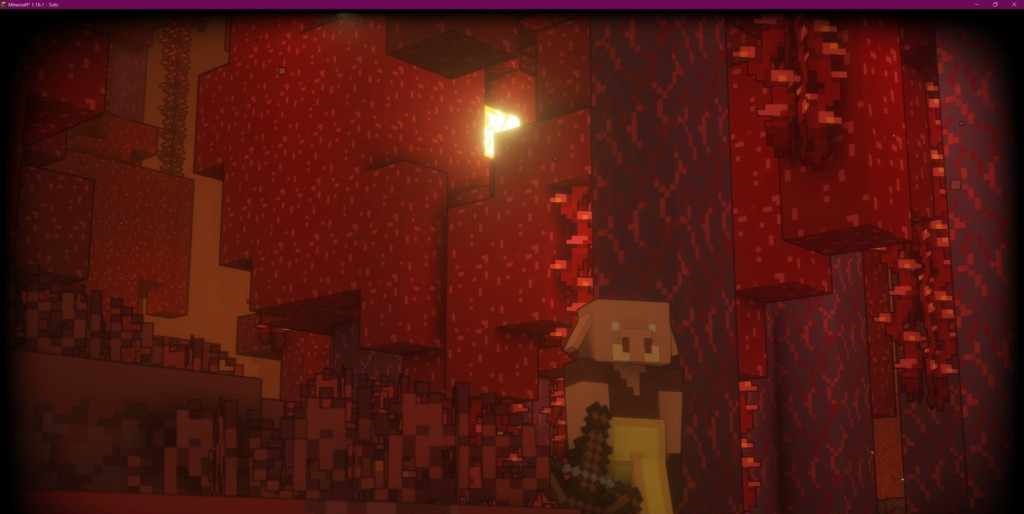 Деревня в Minecraft с шейдерами BSLex, тёплое освещение и детализированные текстуры