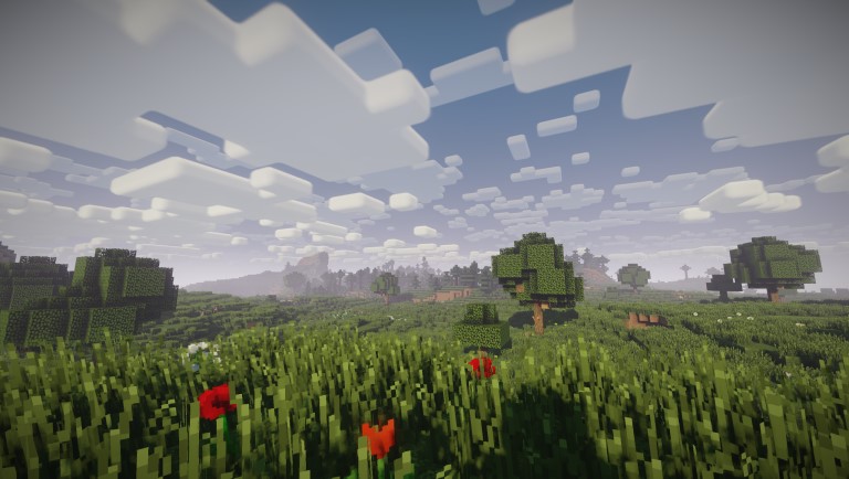 Деревня в Minecraft с улучшенной графикой и детализированными текстурами