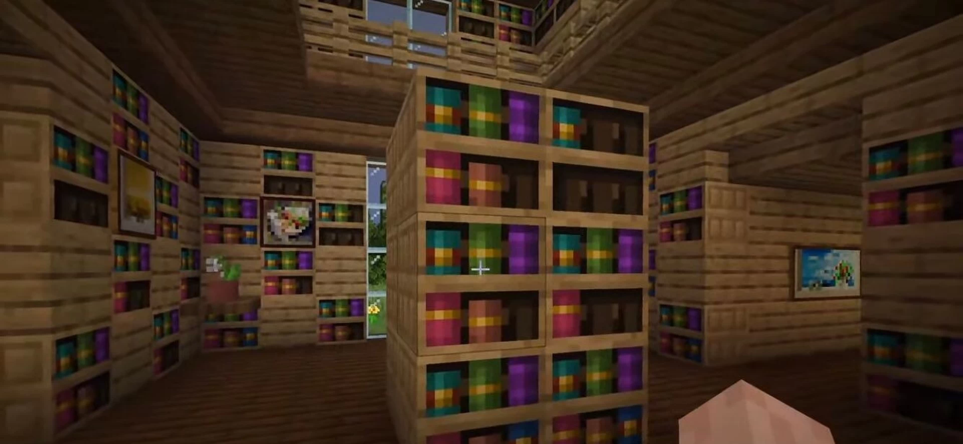 Книжные полки в ванильном Minecraft для улучшения зачарования